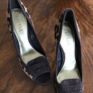 Ralph Lauren Pony Hair/ Suede Leopard Pumps